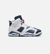 Air Jordan 6 Retro White and Midnight Navy Grade School Lifestyle Shoe - White/Varsity Red/Midnight Navy