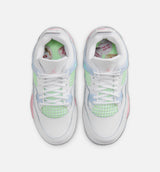Air Jordan 4 Retro Medium Soft Pink Preschool Lifestyle Shoe - White/Medium Soft Pink/Half Blue