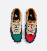 Dunk Low Grade School Lifestyle Shoe - Midnight Navy/Green Noise/Linen/Speed Red
