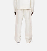 Denim Panel Flare Mens Sweatpants - Bone