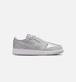 JORDAN CZ0858-002
 Air Jordan 1 Retro Low OG Silver Grade School Lifestyle Shoe - Neutral Grey/Metallic Silver/White Image 0