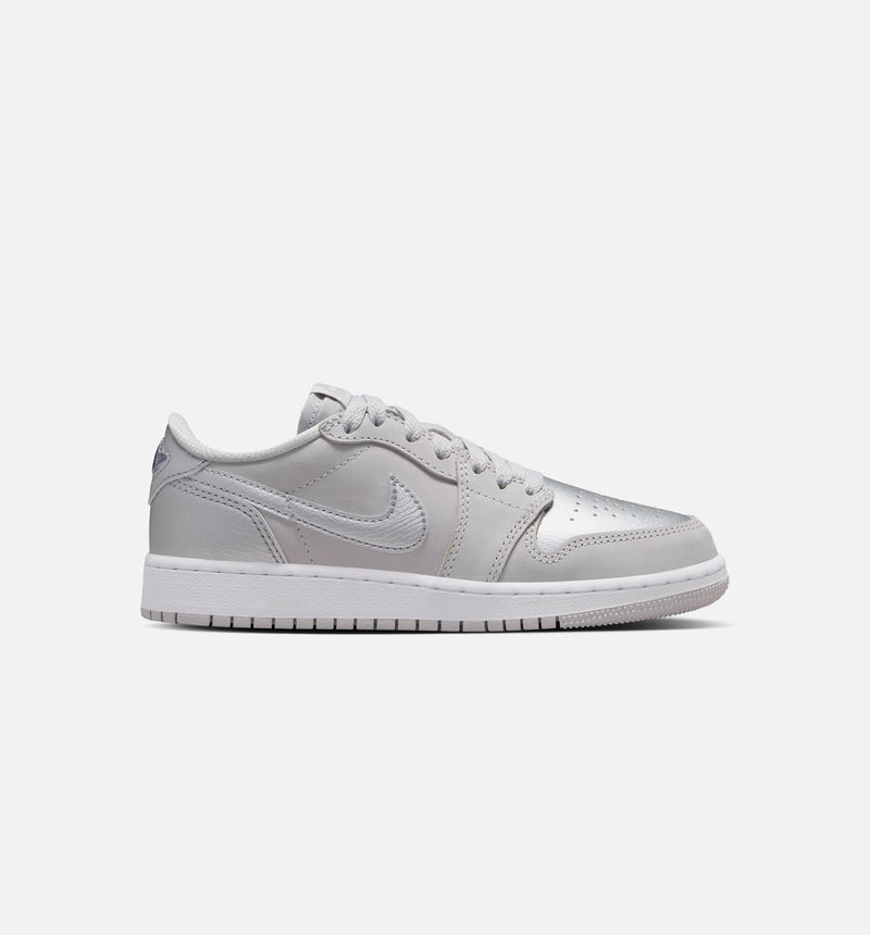 Air Jordan 1 Retro Low OG Silver Grade School Lifestyle Shoe - Neutral Grey/Metallic Silver/White