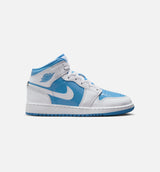 Air Jordan 1 Mid Legend Blue Grade School Lifestyle Shoe - White/Legend Blue