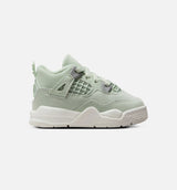 Air Jordan 4 Retro Abundance Infant Toddler Lifestyle Shoe - Seafoam/Sail/Metallic Silver