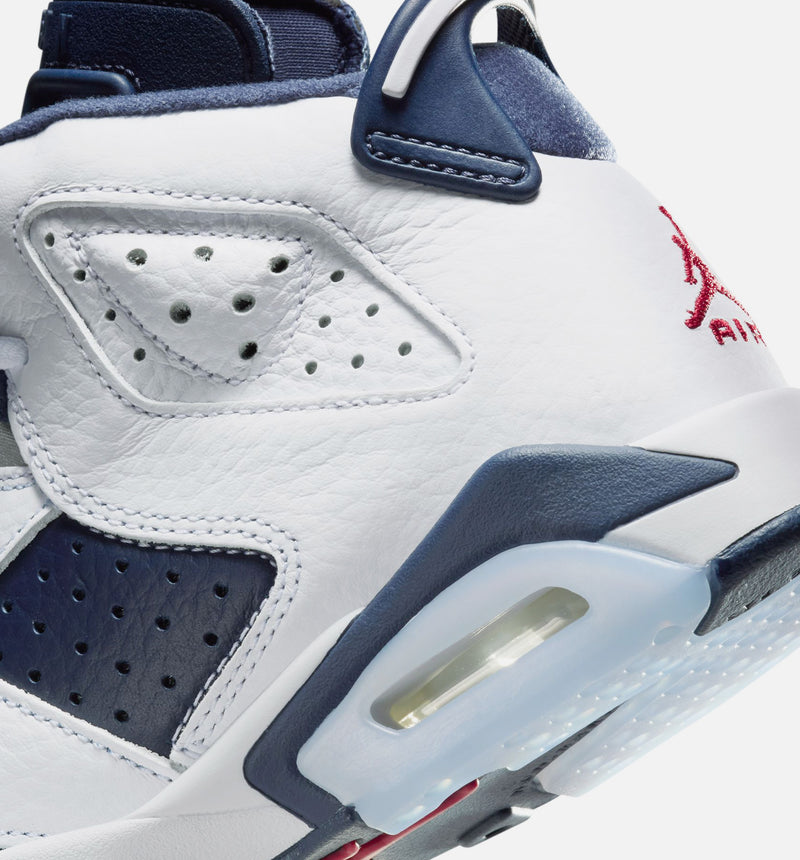 Air Jordan 6 Retro White and Midnight Navy Grade School Lifestyle Shoe - White/Varsity Red/Midnight Navy