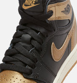 Air Jordan 1 Retro High OG Black and Gold Preschool Lifestyle Shoe - Black/Metallic Gold/Sail