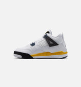 Air Jordan 4 Retro Rare Air Tour Yellow Preschool Lifestyle Shoe - White/Dark Blue Grey/Black/Tour Yellow Free Shipping