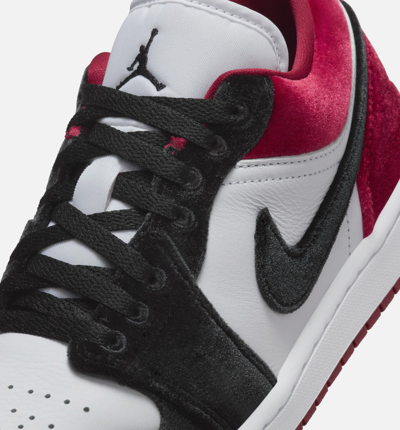 Air Jordan 1 Low SE Velvet Womens Lifestyle Shoe - Black/Gym Red/White