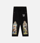 Biblical All Over Print Washed Fleece Mens Sweatpants (Black/White)