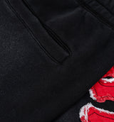 The Savior Straight Fleece Jogger Mens Pant - Black/Red