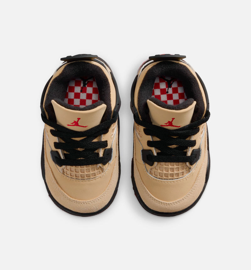 Air Jordan 4 Retro Infant Toddler Lifestyle Shoe - Sesame/Fire Red/Black/White