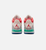 Air Jordan 3 Retro Play Your Way Grade School Lifestyle Shoe - Chalk/Track Red/True Blue/Kinetic Green Free Shipping