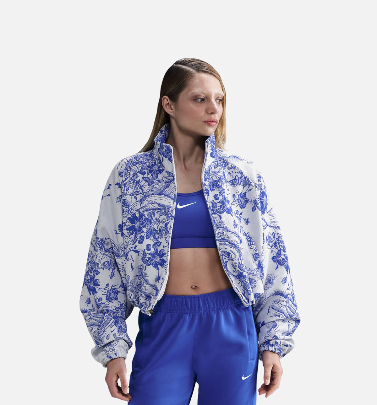 Nike HF9579-100 NSW Jacquard Womens Track Jacket - White/Hyper