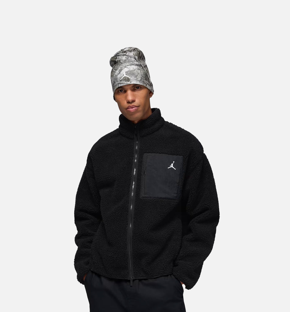 Jordan HV0778-010 Flight Mountainside Faux Fur Mens Jacket - Black