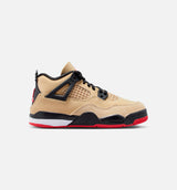 Air Jordan 4 Retro Preschool Lifestyle Shoe - Sesame/Fire Red/Black/White