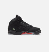 Air Jordan 5 Retro Halloween Preschool Lifestyle Shoe - Black/Black/Picante Red/Glow N The Dark