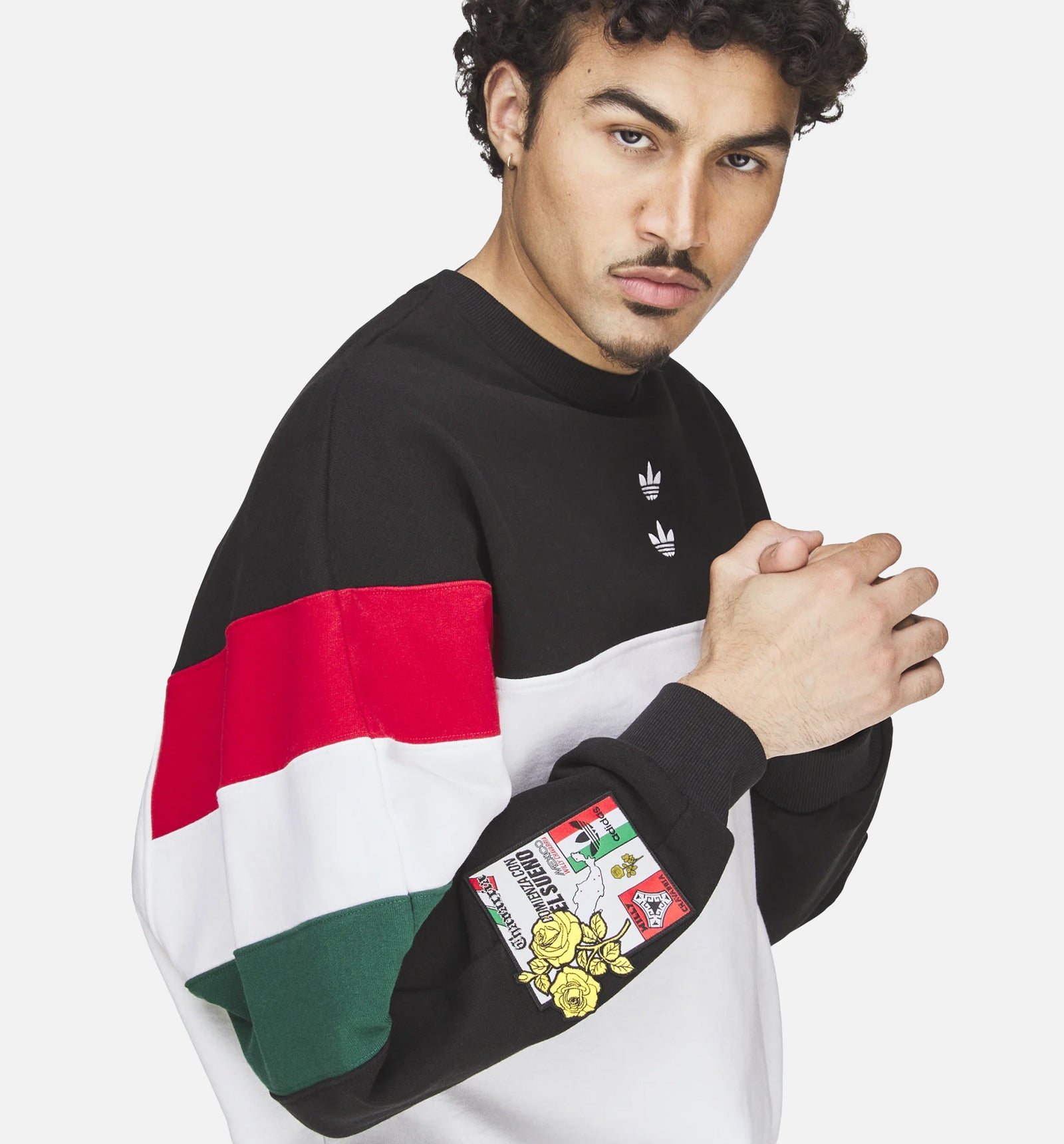 adidas KV1976 Chavarria Fleece Crewneck Mens Sweatshirt - Black
