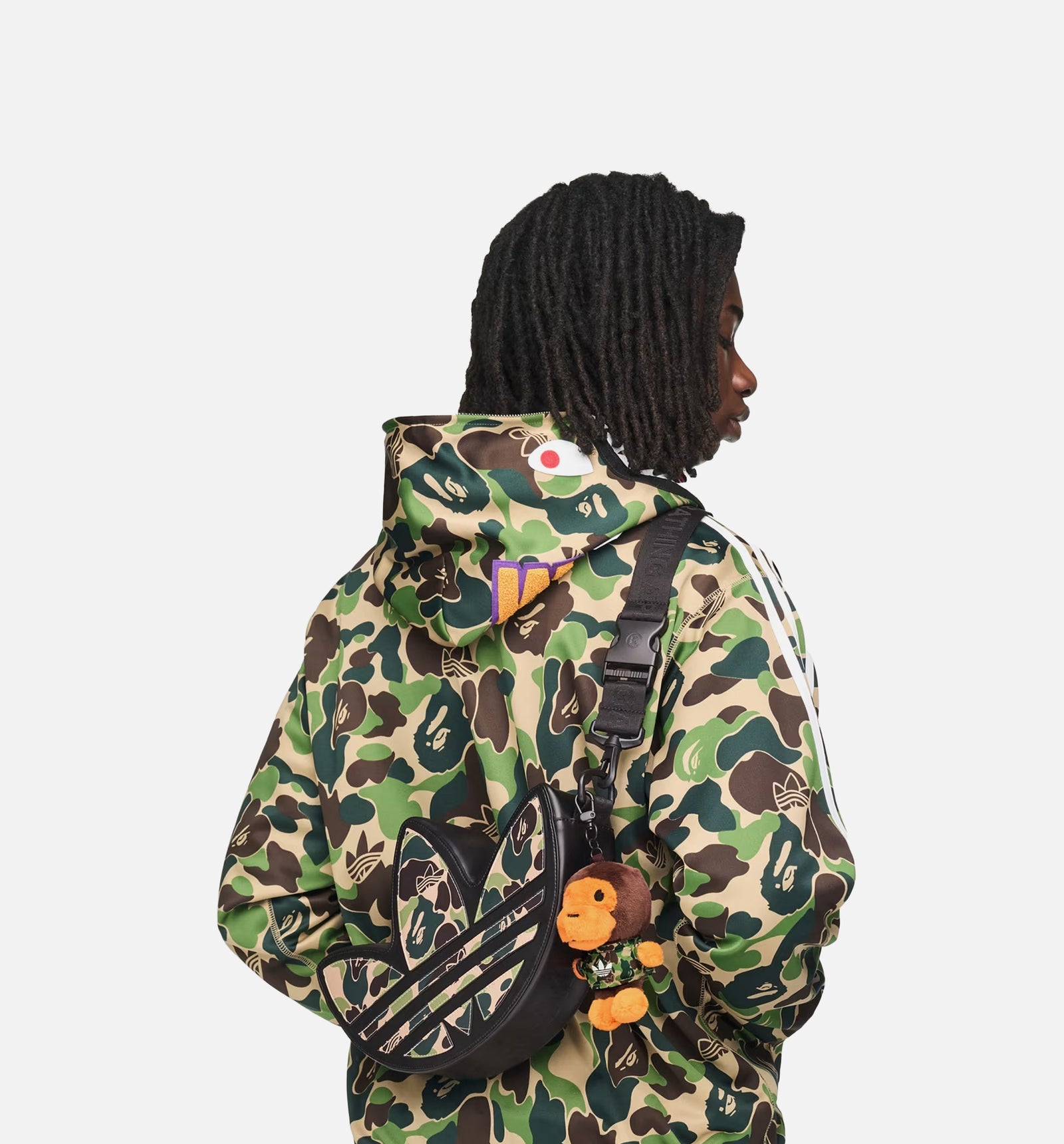 ● BAPE ADIDAS CAMO TREFOIL SHOULDER BAG adidas KF4921 Bape Trefoil Shoulder Mens Bag - Black