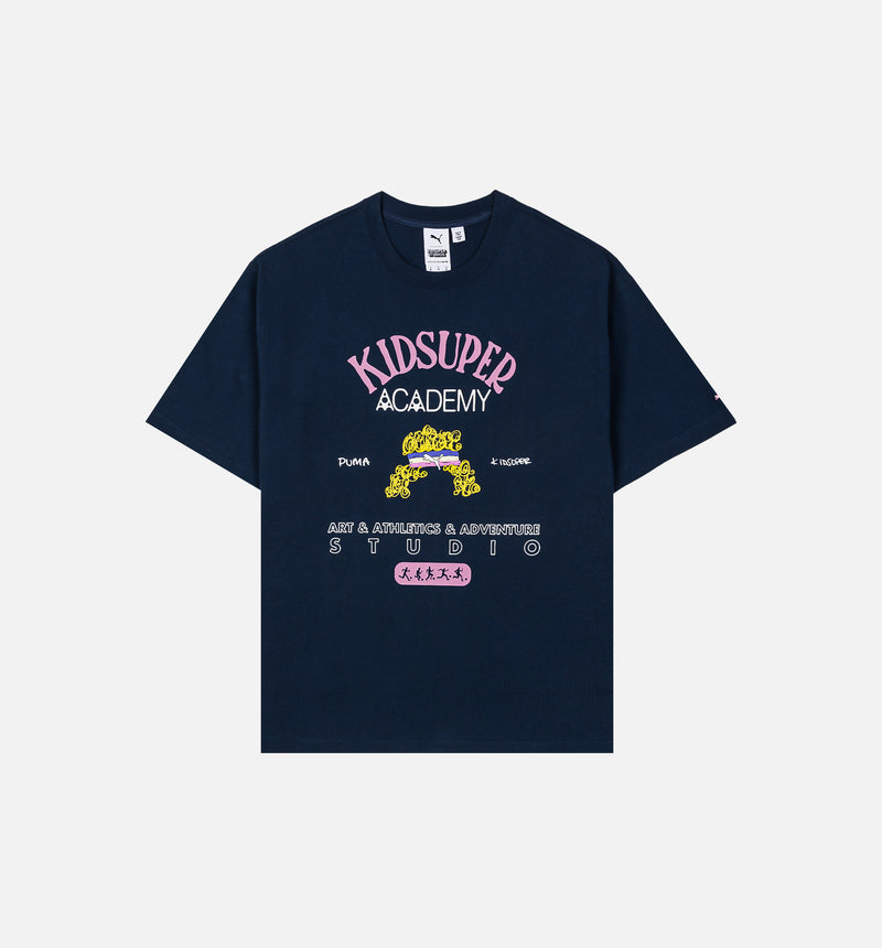 Puma x Kidsuper Academy Graphic Mens Short Sleeve Shirt - Navy/Pink