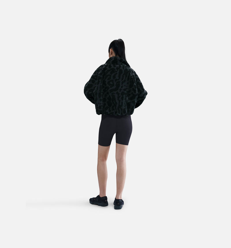 NSW High Pile Cheetah Fleece Zip Up Mens Jacket - Black/Sail