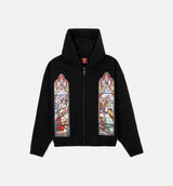 Biblical All Over Print Washed Mens Hoodie (Black/White)