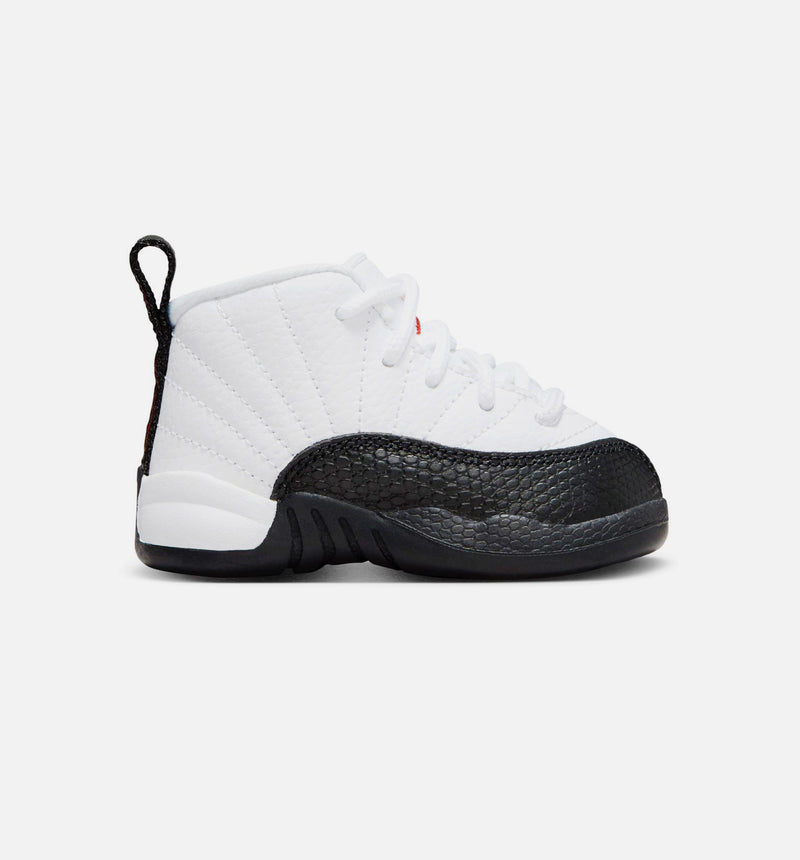 Air Jordan 12 Retro Taxi Flip Infant Toddler Lifestyle Shoe - White/Gym Red/Black