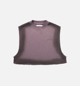 Cropped Spray Muscle Womens Tank Top - Black