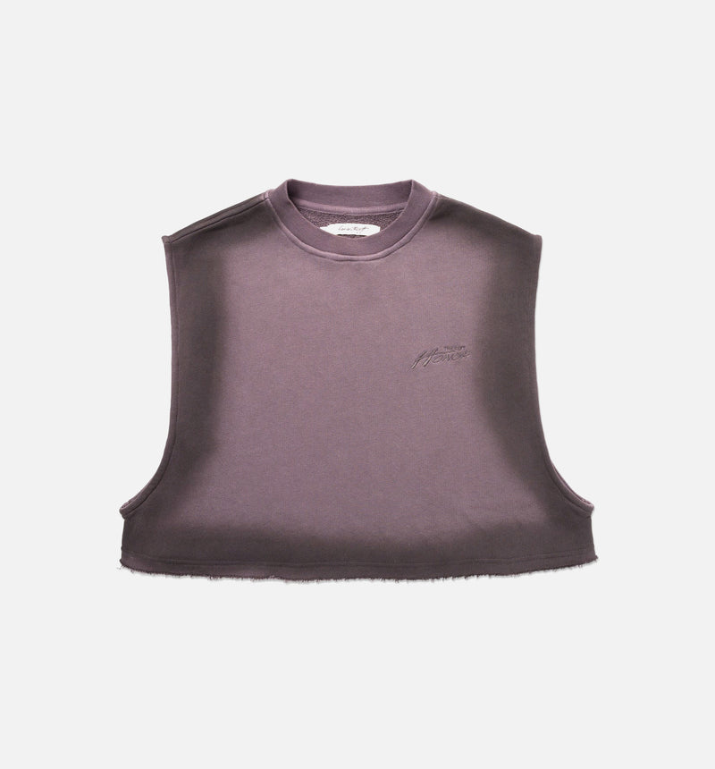 Cropped Spray Muscle Womens Tank Top - Black