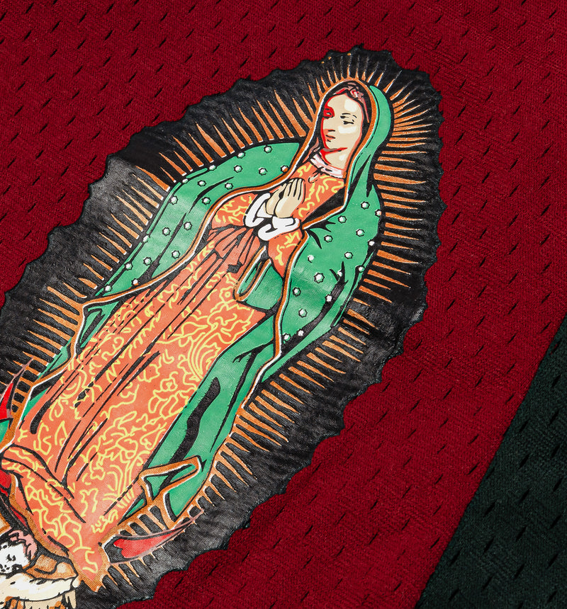 Lady of Guadalupe 07 Mesh Mens Shorts - Red/Green