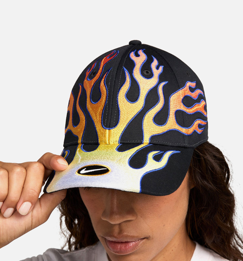 Structured OG Flame Cap Mens Hat - Black/Orange