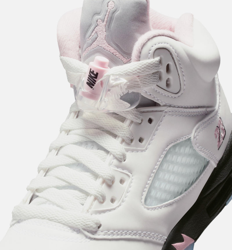 Air Jordan 5 OG Grade School Lifestyle Shoe - White/Soft Pink/Black