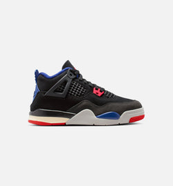 JORDAN IB4388-003
 Air Jordan 4 Retro Rare Air Preschool Lifestyle Shoe - Black/Fire Red/Deep Royal Blue Image 0