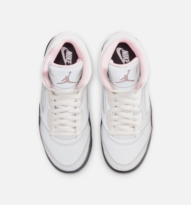 Air Jordan 5 Retro Medium Soft Pink Preschool Lifestyle Shoe - White/Soft Pink/Black Free Shipping