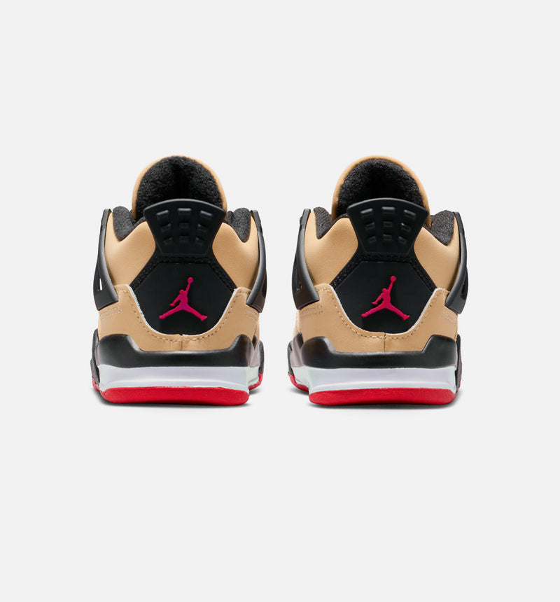 Air Jordan 4 Retro Infant Toddler Lifestyle Shoe - Sesame/Fire Red/Black/White