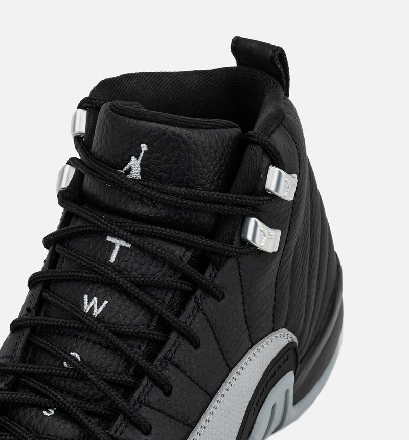 Air Jordan 12 Retro Black And Wolf Grey Grade School Lifestyle Shoe - Black/Wolf Grey/White