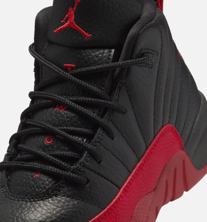 Air Jordan 12 Retro Flu Game Preschool Lifestyle Shoe - Black/Varsity Red