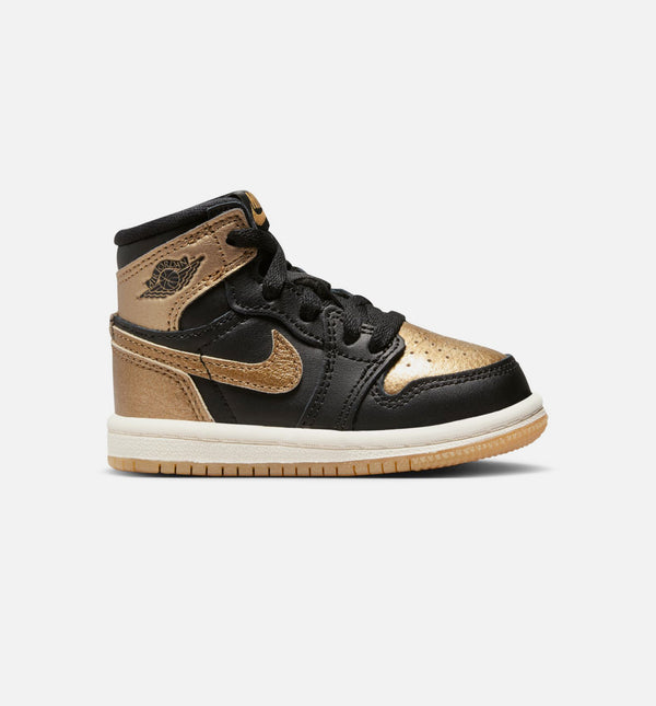 Air Jordan 1 Mid 2024 Black Metallic Gold Kids 3.5y