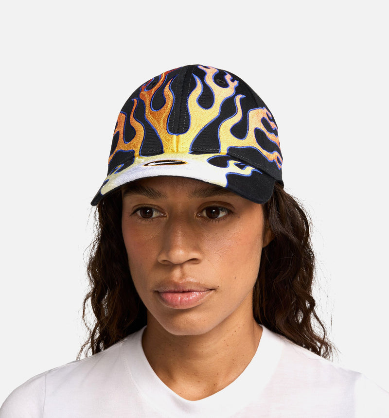 Structured OG Flame Cap Mens Hat - Black/Orange