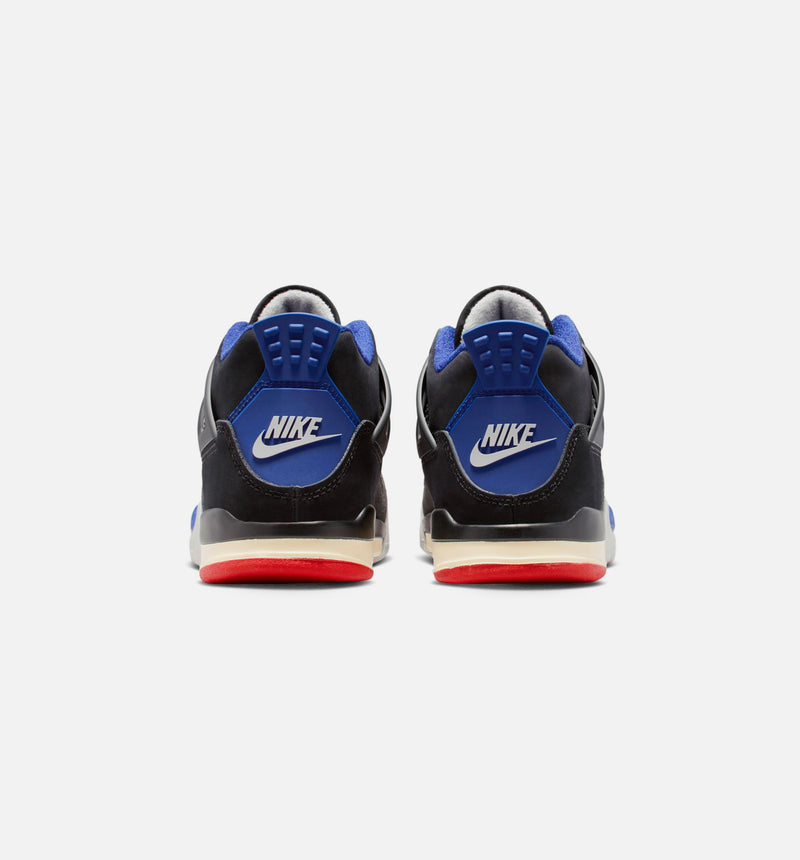 Air Jordan 4 Retro Rare Air Preschool Lifestyle Shoe - Black/Fire Red/Deep Royal Blue