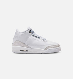JORDAN DM0967-111
 Air Jordan 3 Retro White And Silver Grade School Lifestyle Shoe - White/Metallic Silver Free Shipping Image 0