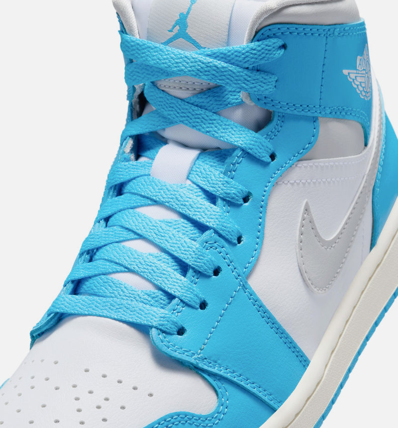 Air Jordan 1 Mid Dark Powder Blue Womens Lifestyle Shoe - Dark Powder Blue/Summit Grey/White