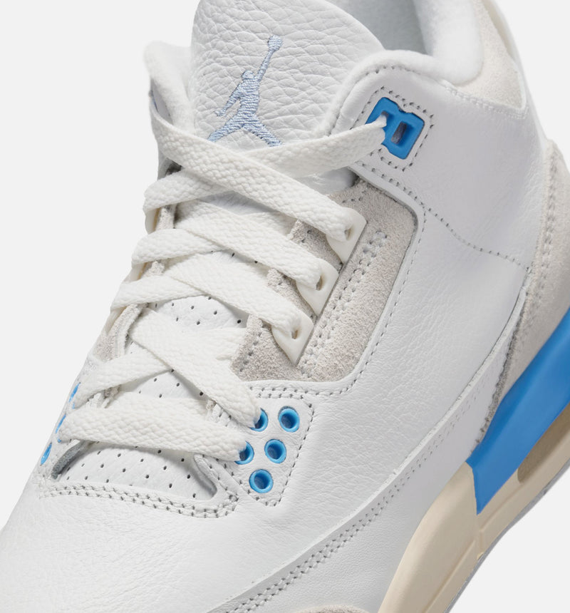 Air Jordan 3 Retro Lucky Shorts Grade School Lifestyle Shoe - Summit White/Hydrogen Blue/Legend Blue