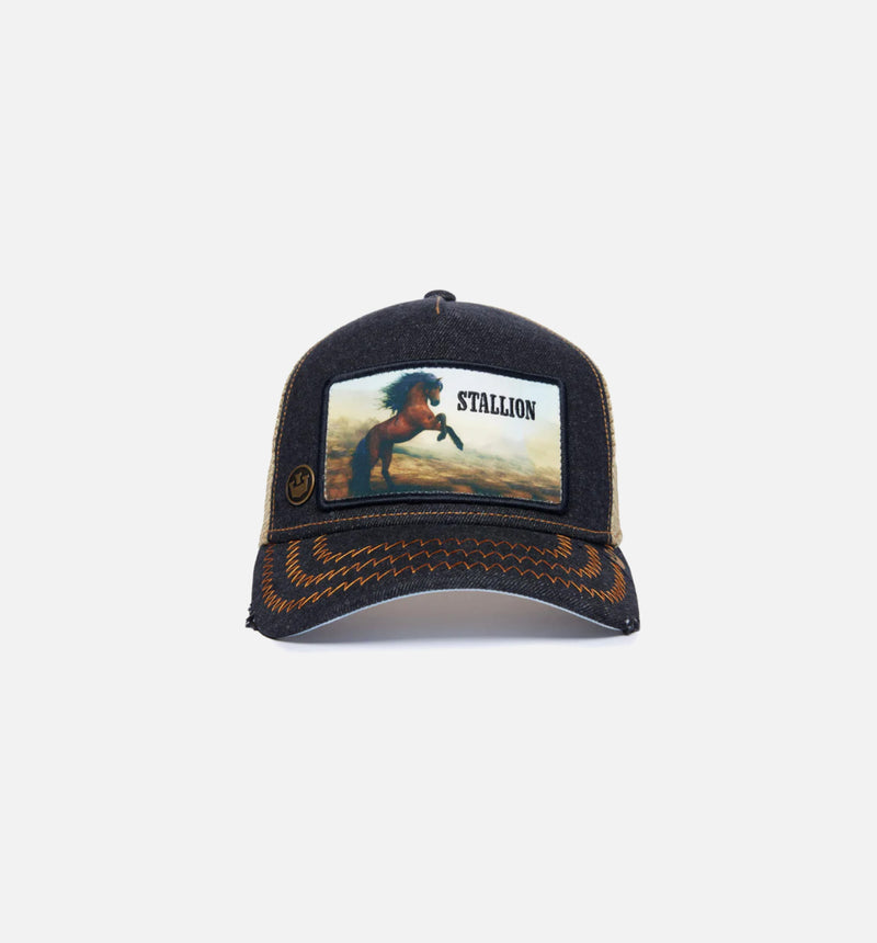 The Stallion Trucker Mens Hat - Tan/Black