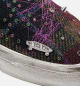 Premium Classic Harris Tweed Slip On Mens Lifestyle Shoe - Tweed Red/Blue