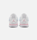 Air Jordan 4 Retro Medium Soft Pink Preschool Lifestyle Shoe - White/Medium Soft Pink/Half Blue