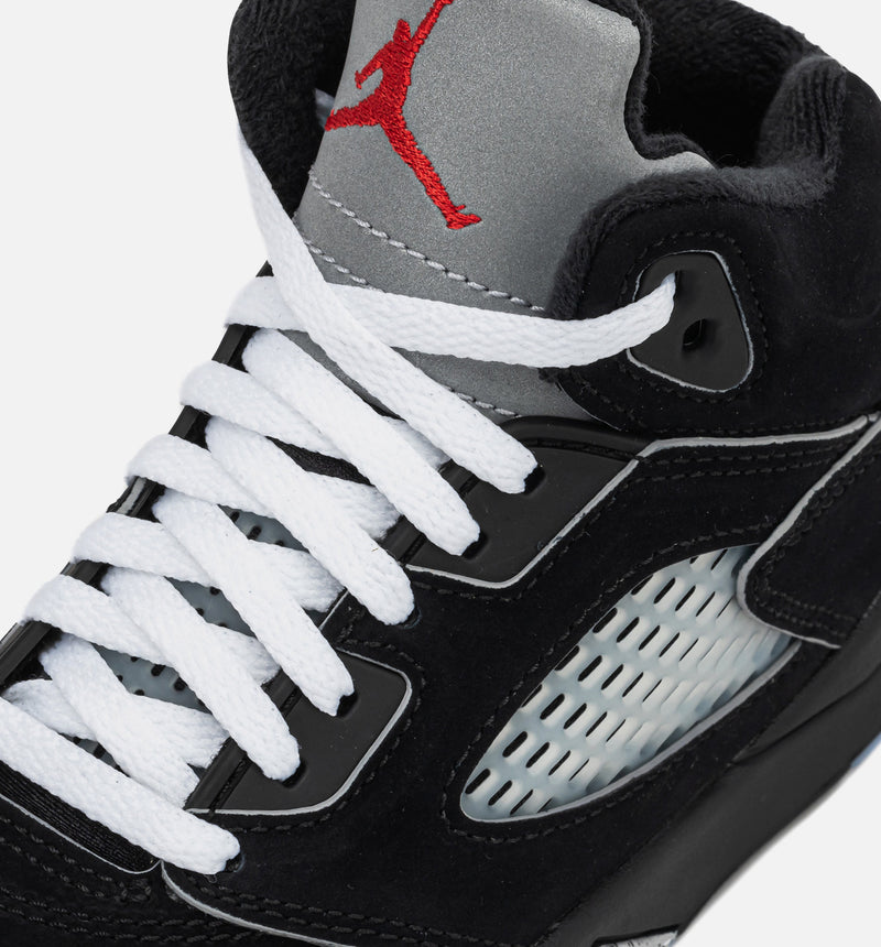 Air Jordan 5 Retro Reimagined Preschool Lifestyle Shoe - Black/White/Metallic Silver/Fire Red