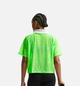 Sportwear Loose Fitting Knit Polo Womens Jersey - Strike Green/Pure Platinum/Black/Black