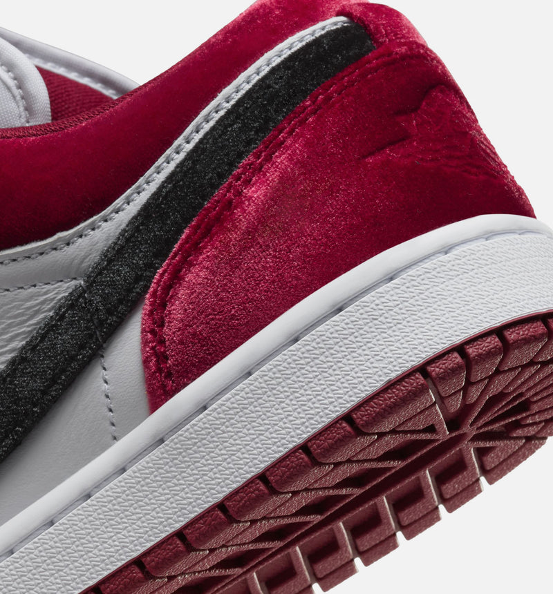 Air Jordan 1 Low SE Velvet Womens Lifestyle Shoe - Black/Gym Red/White