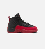 Air Jordan 12 Retro Flu Game Preschool Lifestyle Shoe - Black/Varsity Red