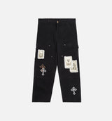 Crosses Patched Denim Mens Pants - Black/White
